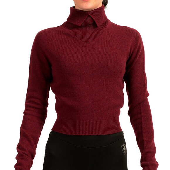 Scuderia Ferrari Women's Cropped 100% Cashmere Roll-Neck Sweater US L IT 44